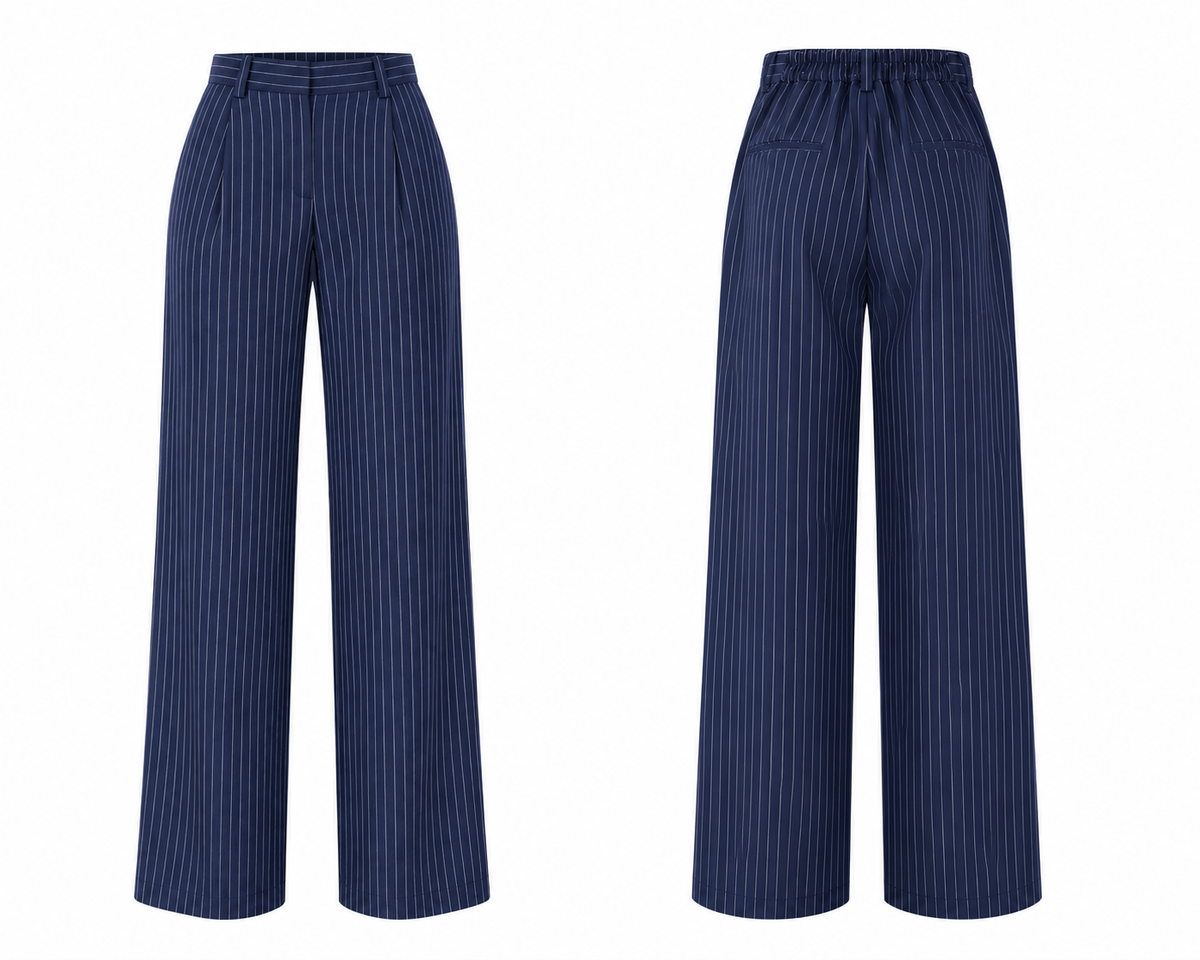 Pinstripe Wide-Leg Pants
